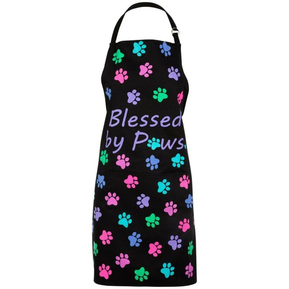 Colorful Paw Print Pet Lovers Kitchen Apron (Blessed by Paws) - Picture 1 of 2